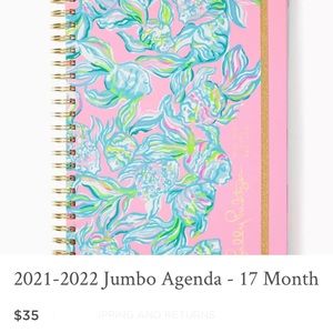 NWT Lilly Pulitzer 17 Month Jumbo Agenda Aug 2021-Dec 2022 in original packaging